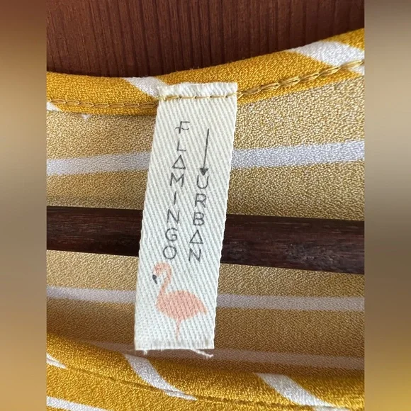 Flamingo Urban Yellow and White Striped Ruffle-Sleeve Dress - Picture 3 of 3